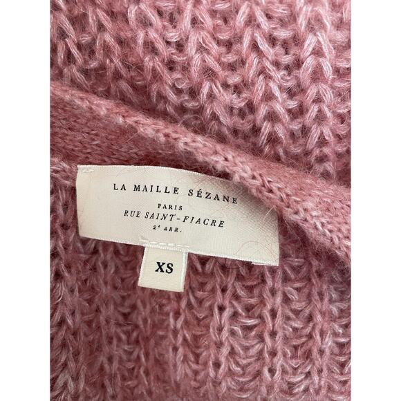 Sezane Sweater Cardigan Fuzzy Wool Mohair Ribbed Knit Achille - Picture 12 of 13